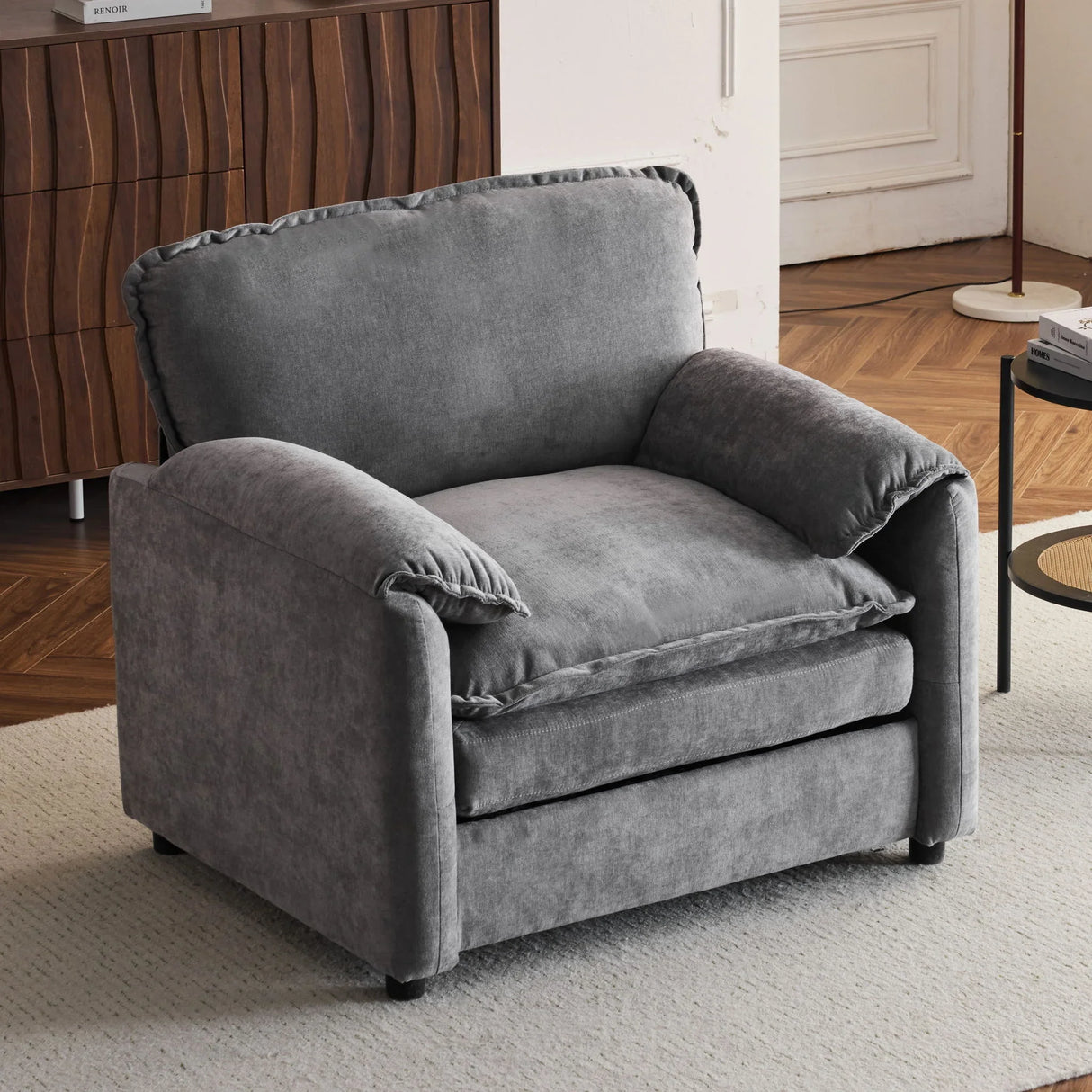Oversized Reading Armchair With Thick Cushions, High Back Support - Furniture Home Direct