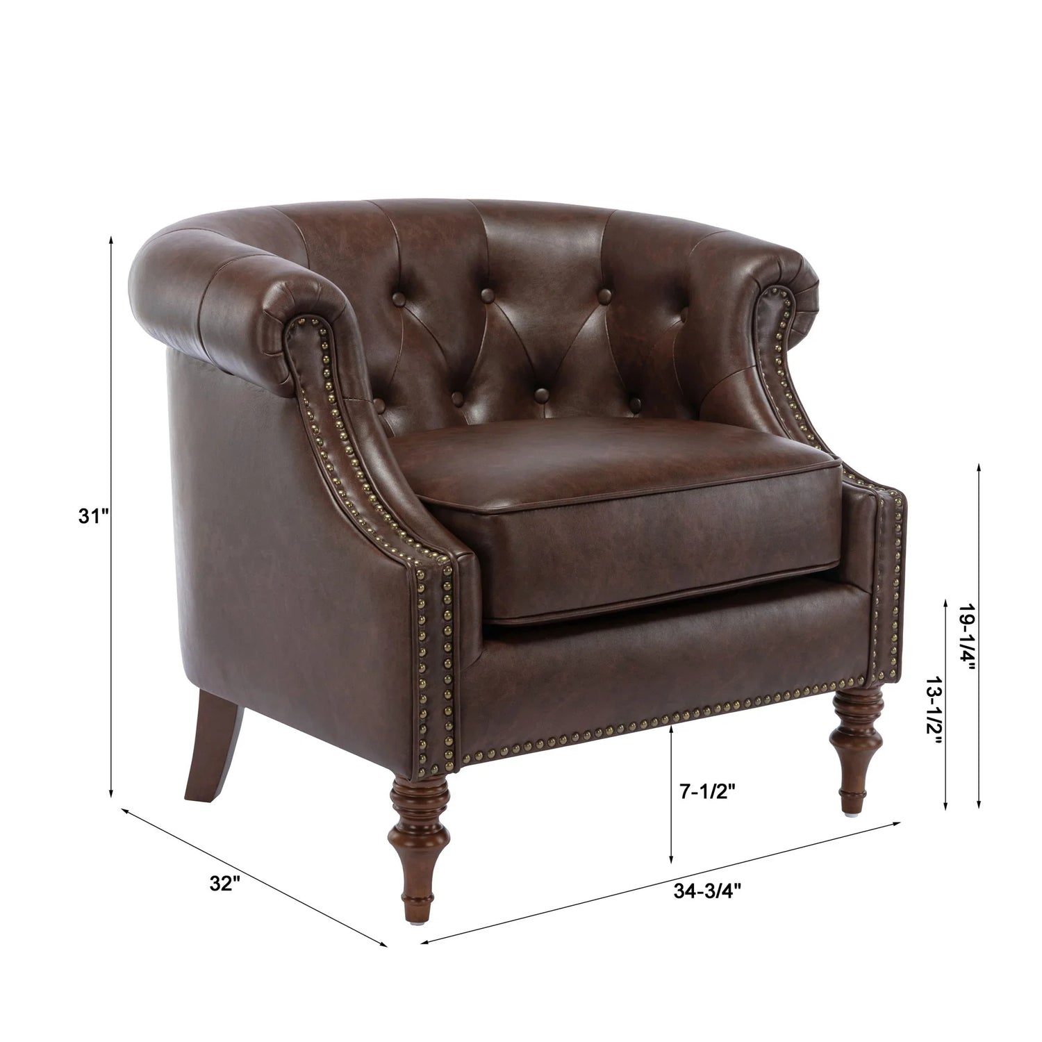 Ophelia - Button Tufted Accent Chair - Brown - Furniture Home Direct