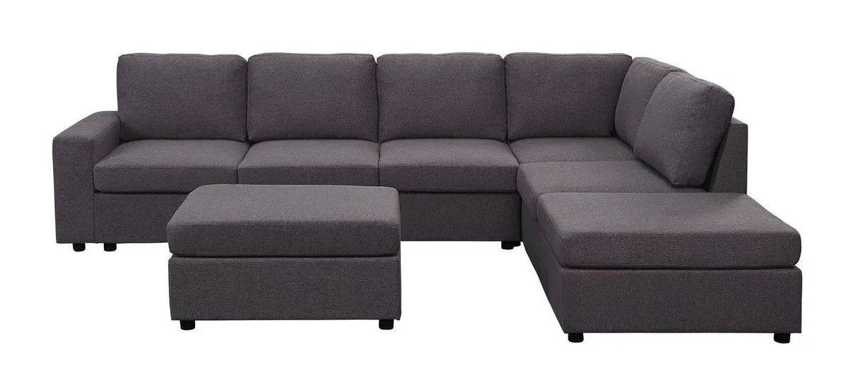 Cassia - 7 Seat Reversible Modular Sectional Sofa With Ottoman - Furniture Home Direct