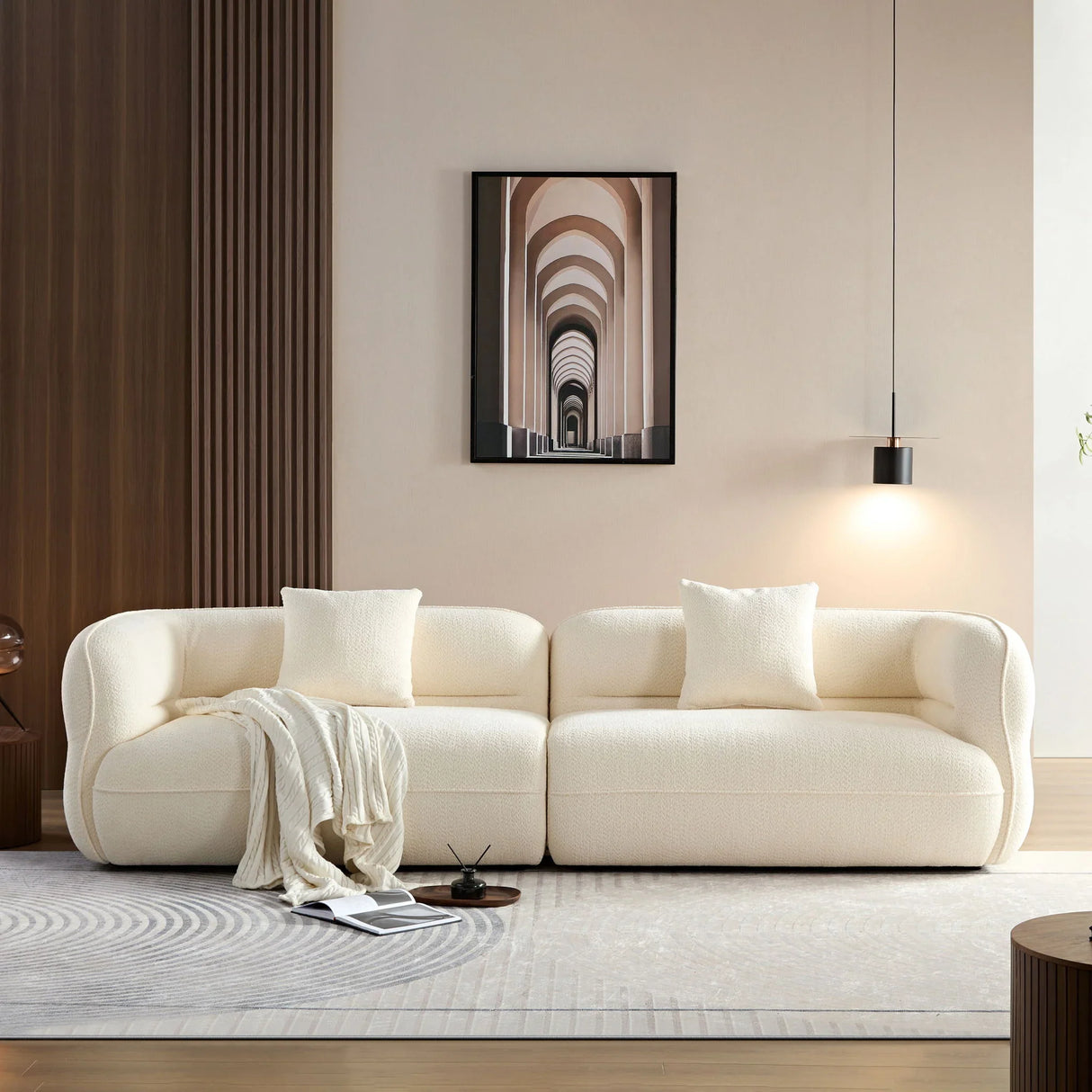 Sectional Sofa With Durable Fabric, Solid Wood Frame, And High Density Sponge Fill - Furniture Home Direct