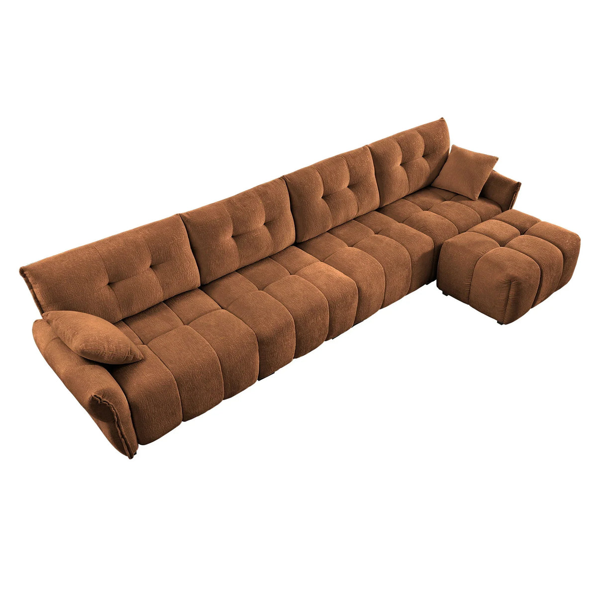 Sofa Set With Ottoman And Pillows, Textured, High Resilience Cushions - Furniture Home Direct