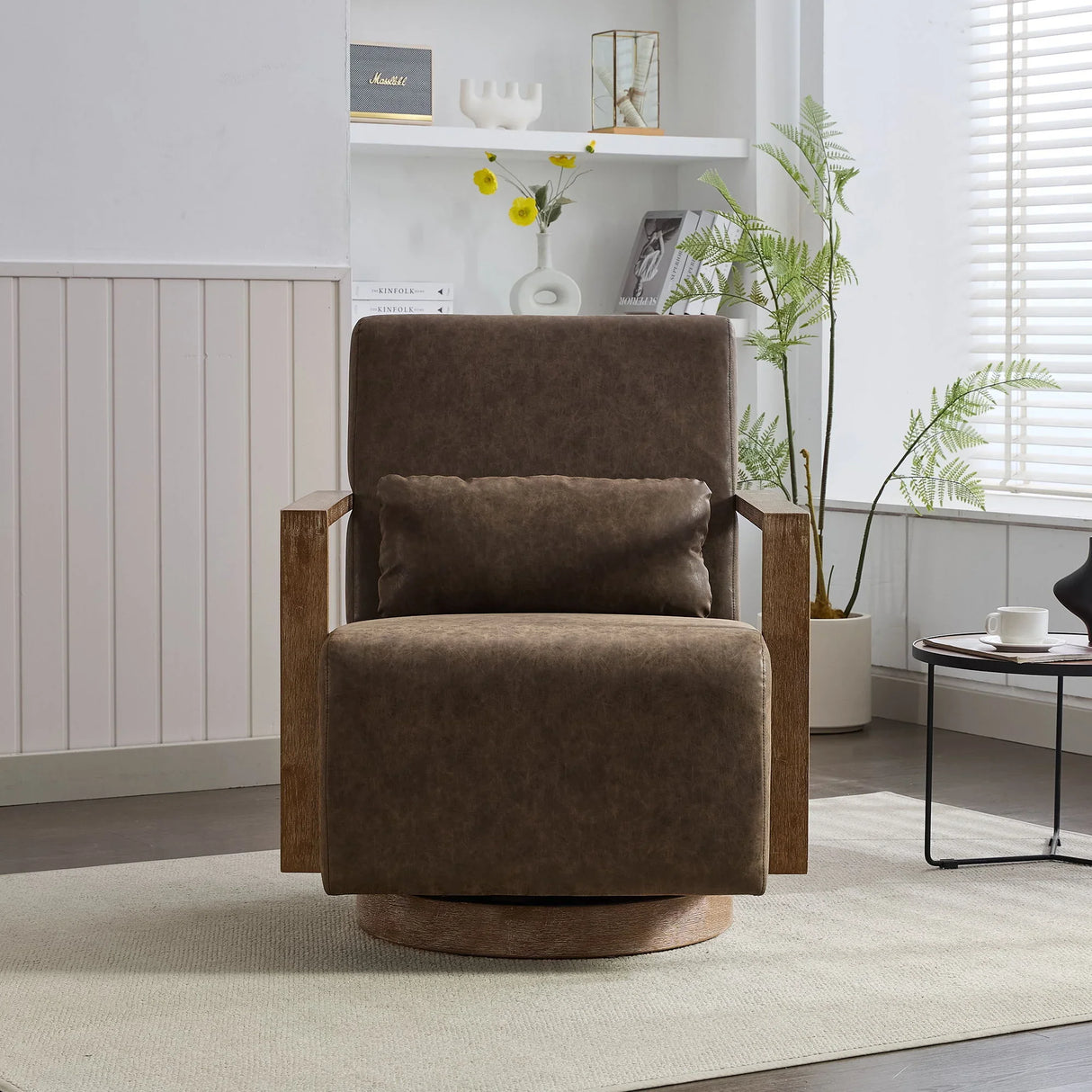 Swivel Modern Upholstered Accent Chair With Armrests - Furniture Home Direct