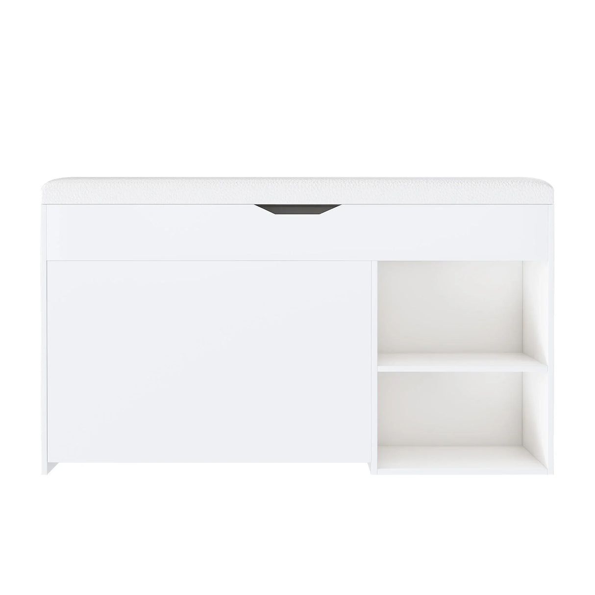 Modern Design Entryway Bench With Adjustable 3 Tier Flip-Up Drawers And Hidden Cabinet - White - Furniture Home Direct