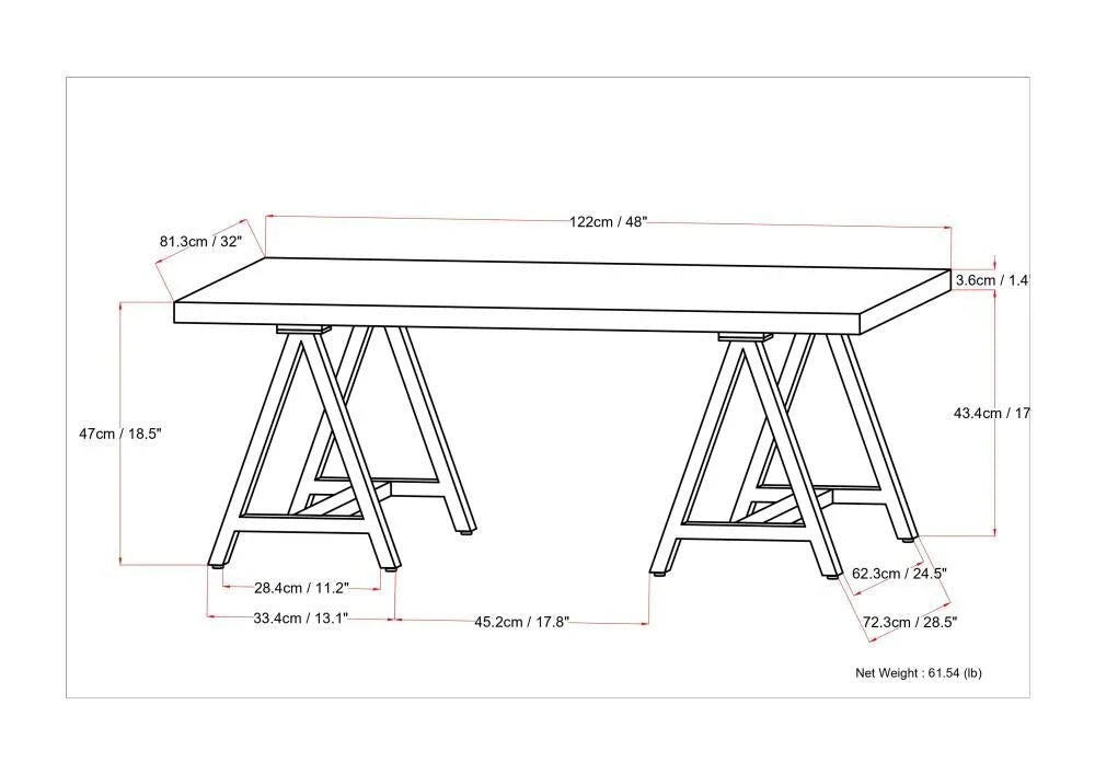 Sawhorse - Handcrafted Solid Table - Furniture Home Direct