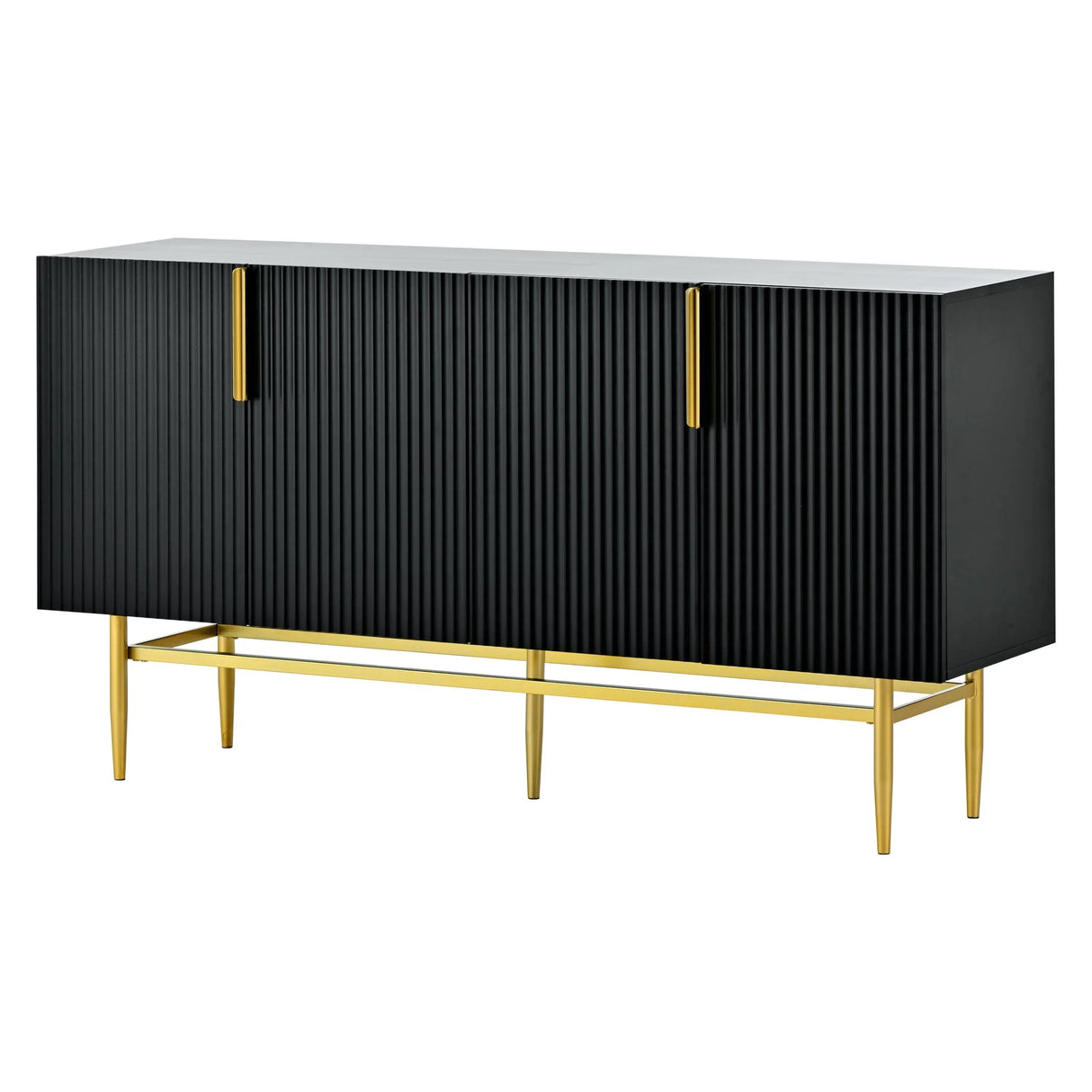 Modern Elegant 4 Door Sideboard Gold Metal Handle Buffet Cabinet For Dining Room, Living Room, Bedroom, Hallway - Furniture Home Direct