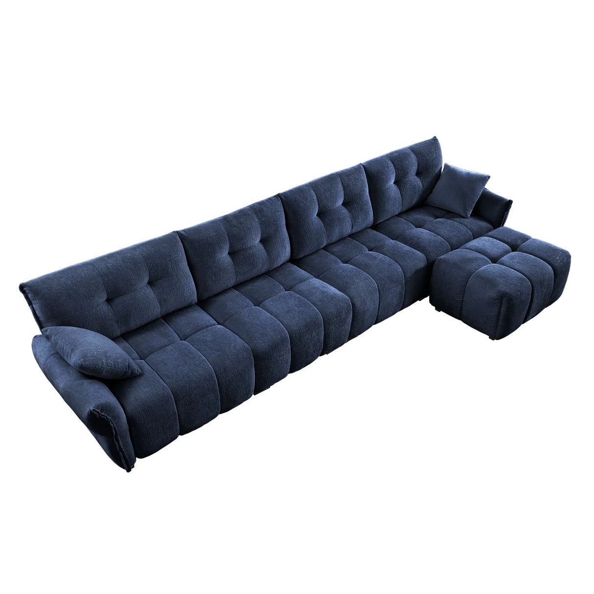 Sofa Set With Ottoman And Pillows, Textured, High Resilience Cushions - Furniture Home Direct