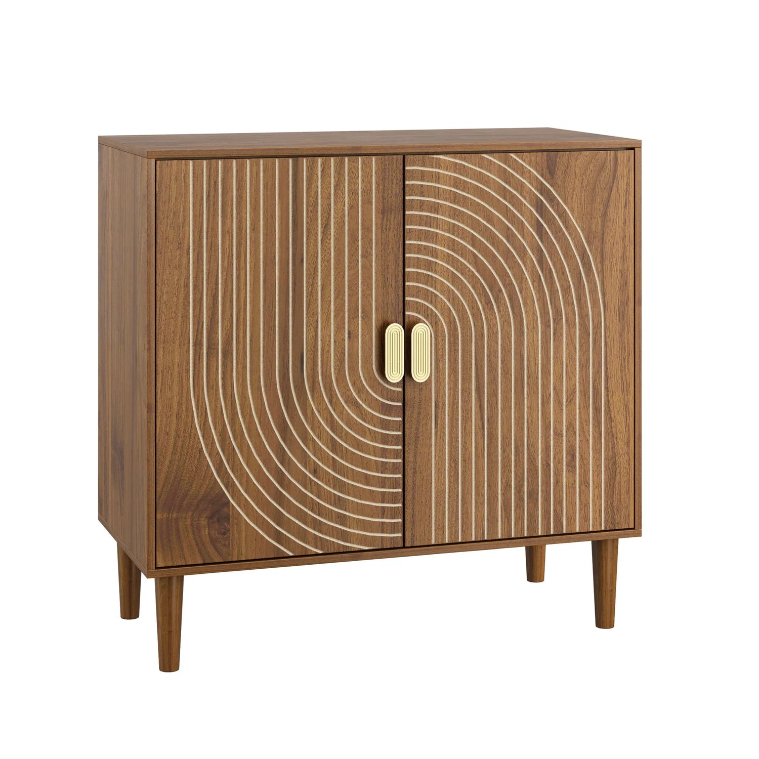 Buffet Cabinet With Line Groove Design, Sideboard Buffet Cabinet With Storage, Multifunctional Accent Cabinet For Living Room, Entryway, Hallway, Office, Kitchen - Brown - Furniture Home Direct