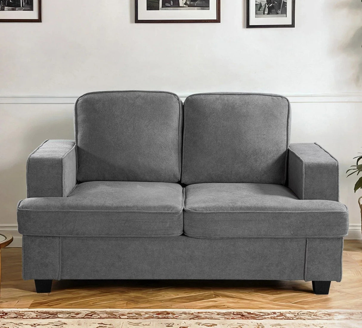 Modern Loveseat, Comfortable 2 Seater Couch With Deep Seating, Loose Back Cushions, Wide Arms - Furniture Home Direct