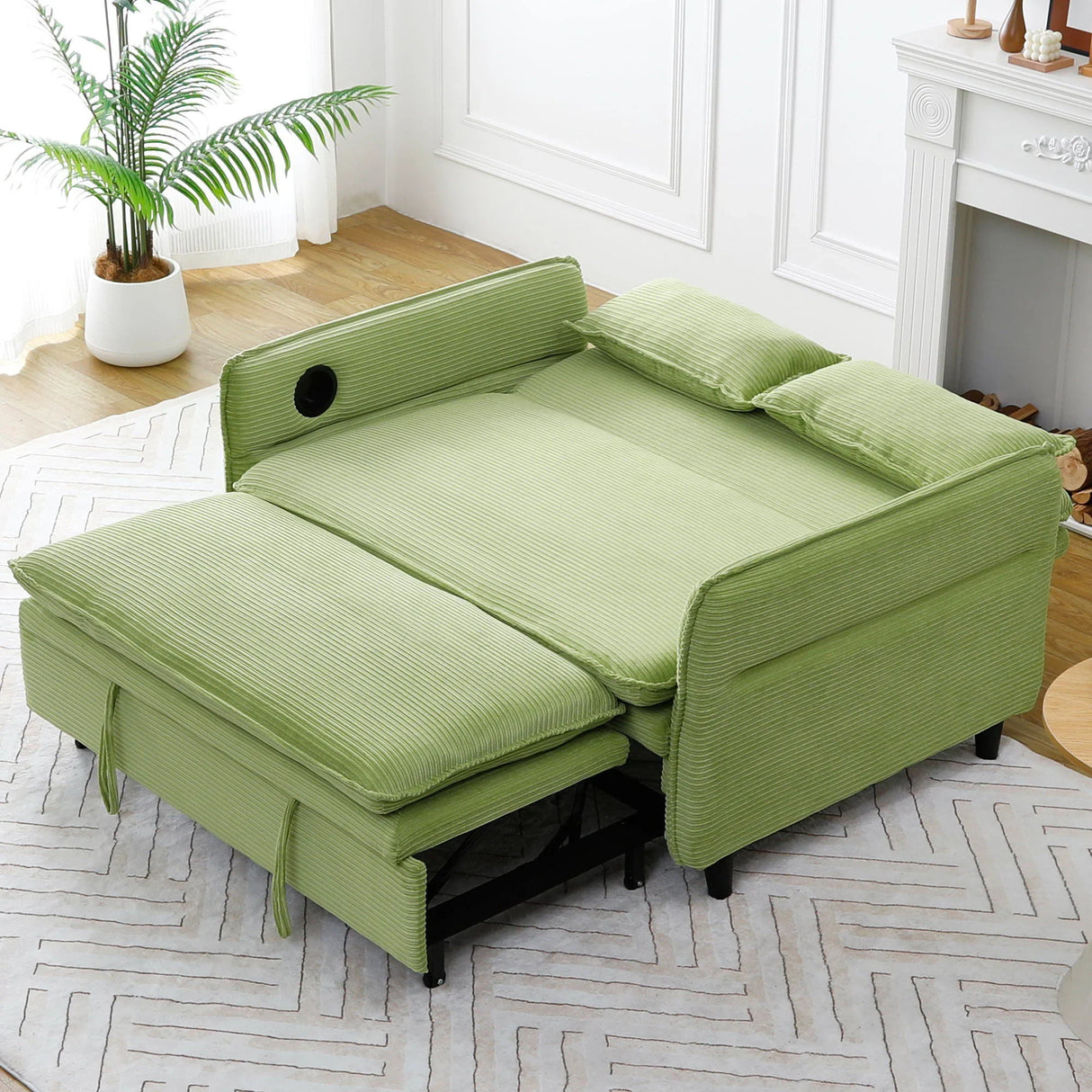 Modern Fabric Multi-Functional Sofa Bed With Adjustable Armrests And Backrests - Furniture Home Direct