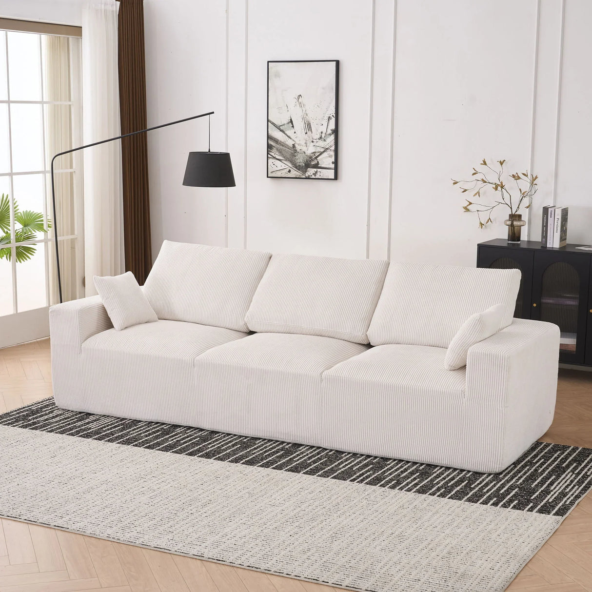 Modular Sectional Sofa With Extra Wide Cushion, USB / Type C Charger, Petal Armrest - Furniture Home Direct
