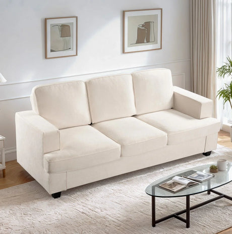 Modern Sofa, Comfortable 3 Seater Couch With Deep Seating, Loose Back Cushions, Wide Arms - Furniture Home Direct