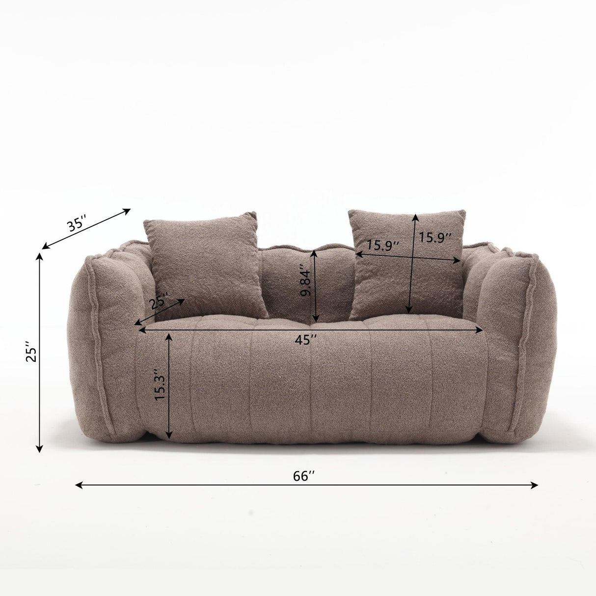 Cozy Beanbag Chair With High Resilience Foam Core For 2 - Furniture Home Direct
