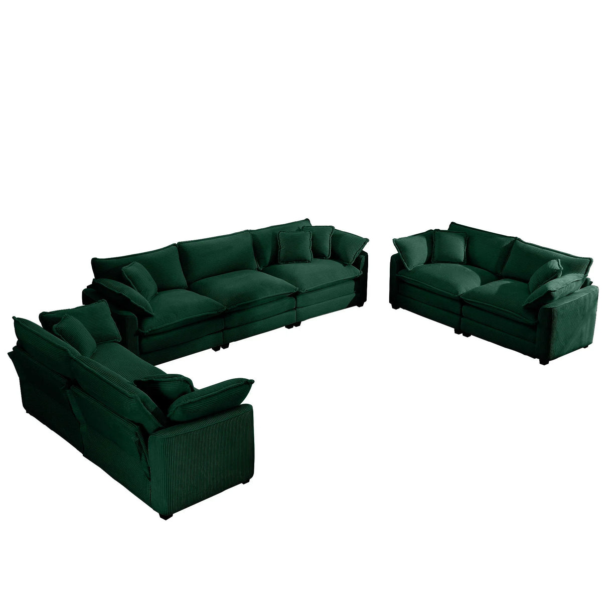 Elegant Corduroy Oversized Sectional Sofa Set With Deep Seats And Flexible Layout - Furniture Home Direct