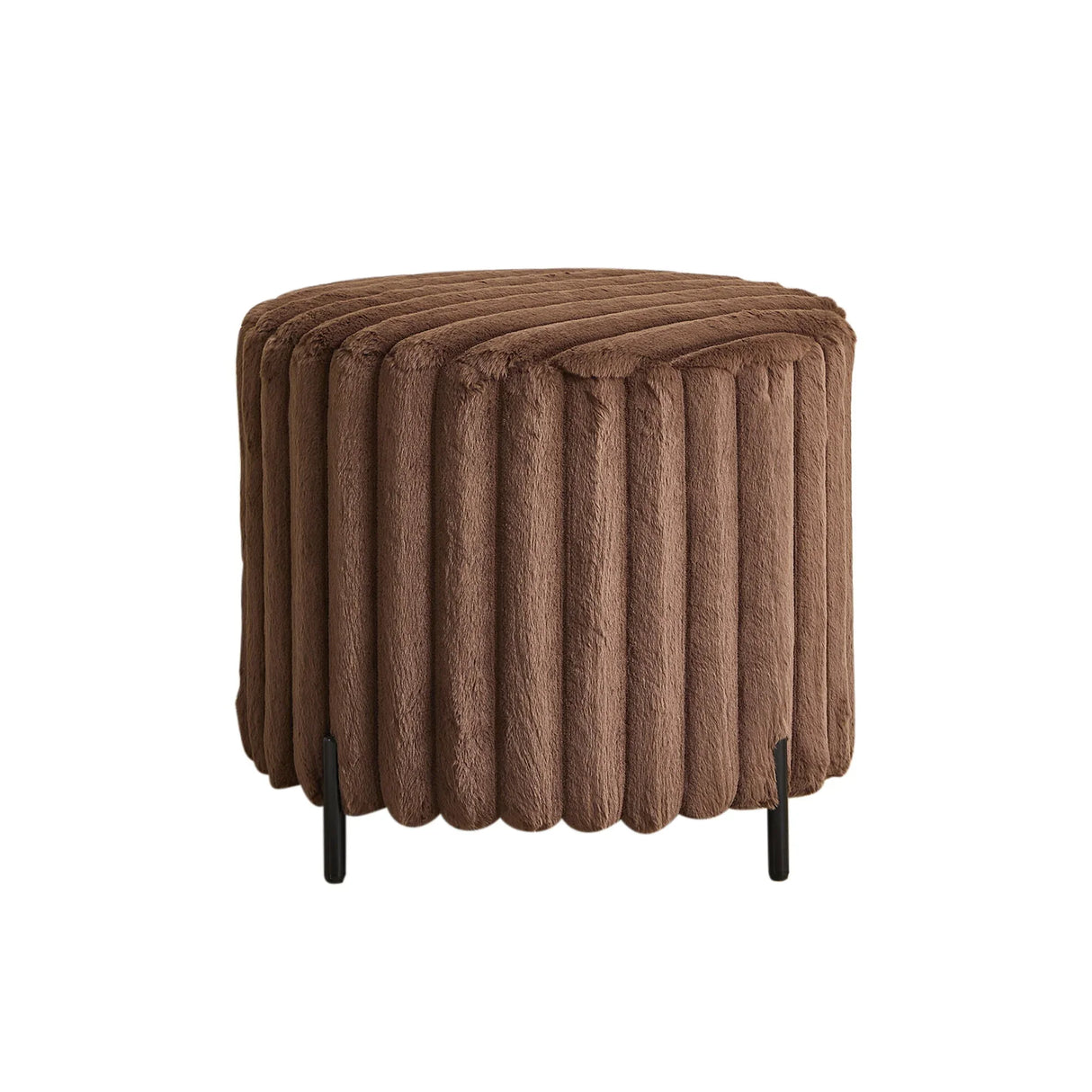 Wide Upholstered Round Pouf Ottoman Foot Rest - Furniture Home Direct