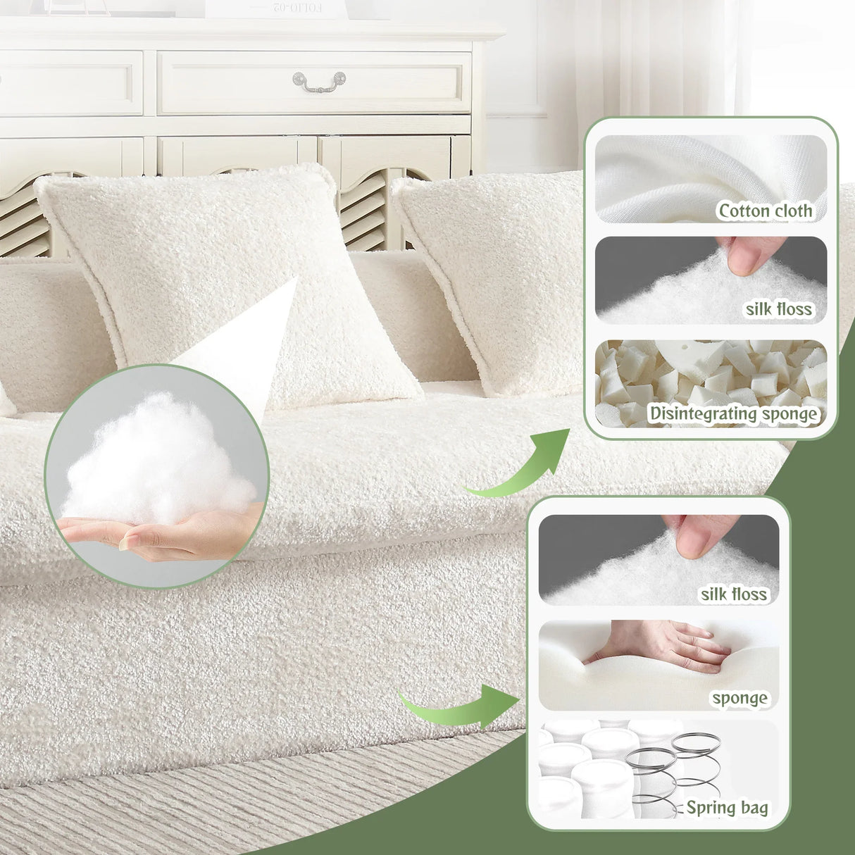 Sectional Sofa Chenille With Plush Soft Cushions Beige - Furniture Home Direct