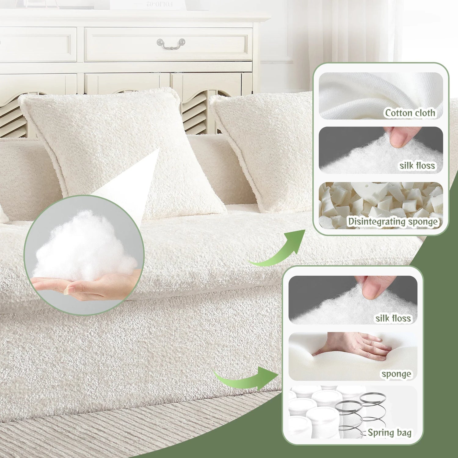 Sectional Sofa Chenille With Plush Soft Cushions Beige - Furniture Home Direct