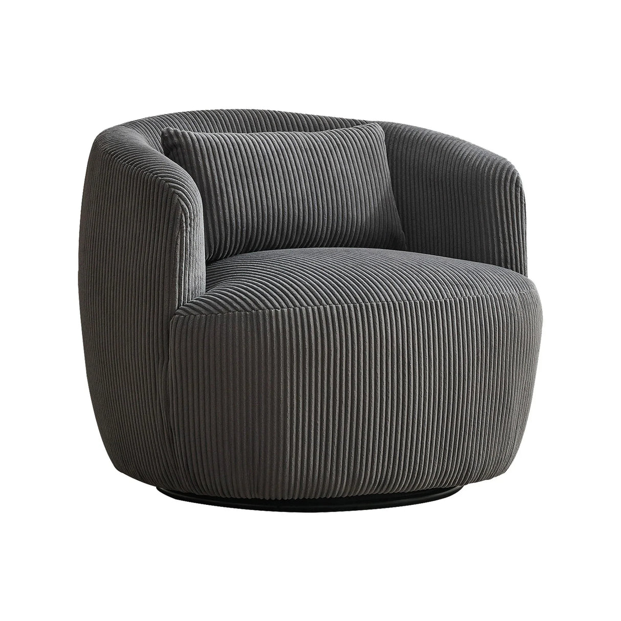 Wide Upholstered Corduroy 360° Swivel Barrel Soft Chair With Pillow - Furniture Home Direct