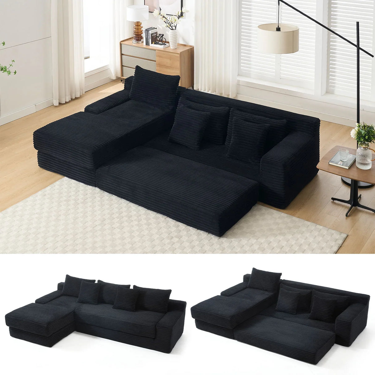 Modern L - Shaped Sectional Couch With Memory Foam - Furniture Home Direct