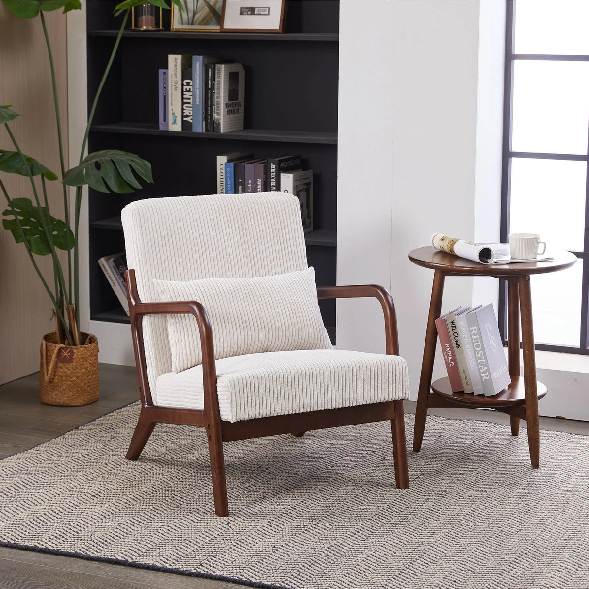 Accent Chair With Pillow And Wood Frame - Furniture Home Direct