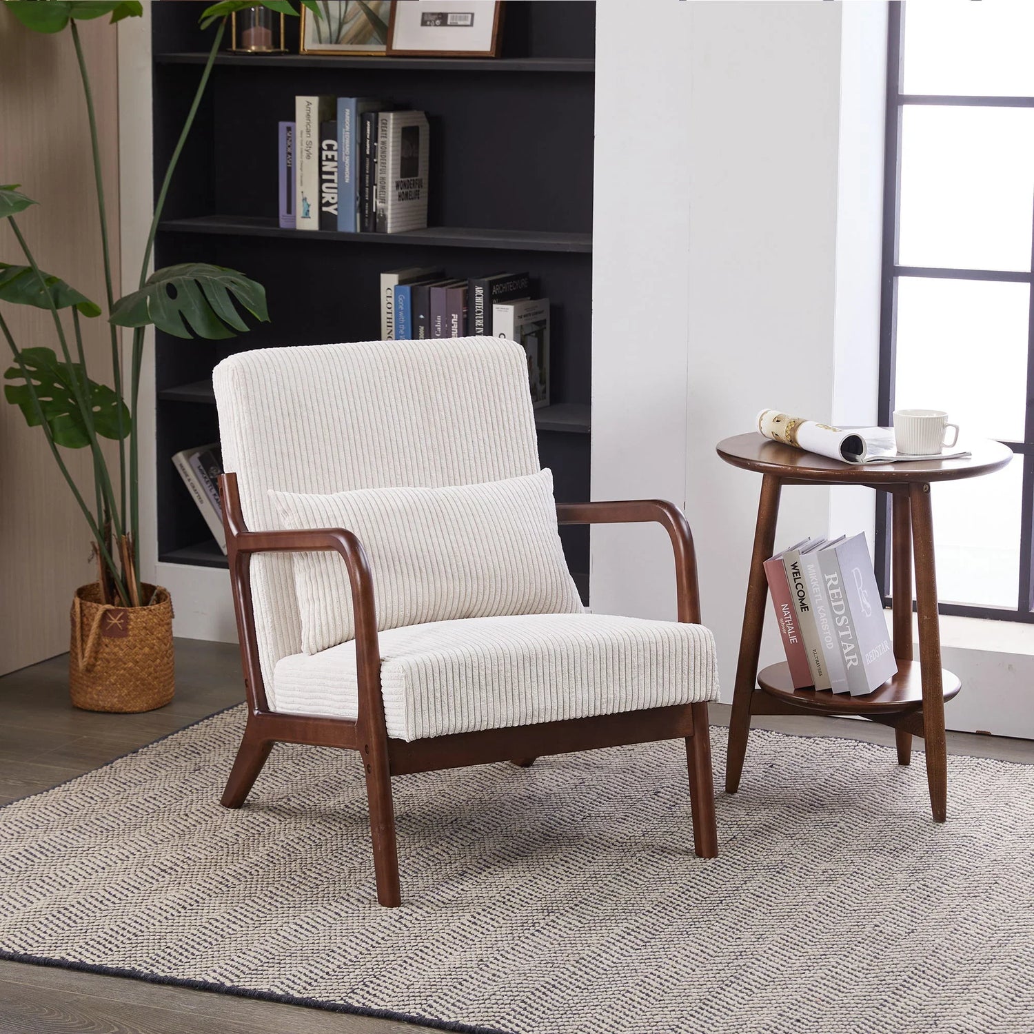 Accent Chair With Pillow And Wood Frame - Furniture Home Direct