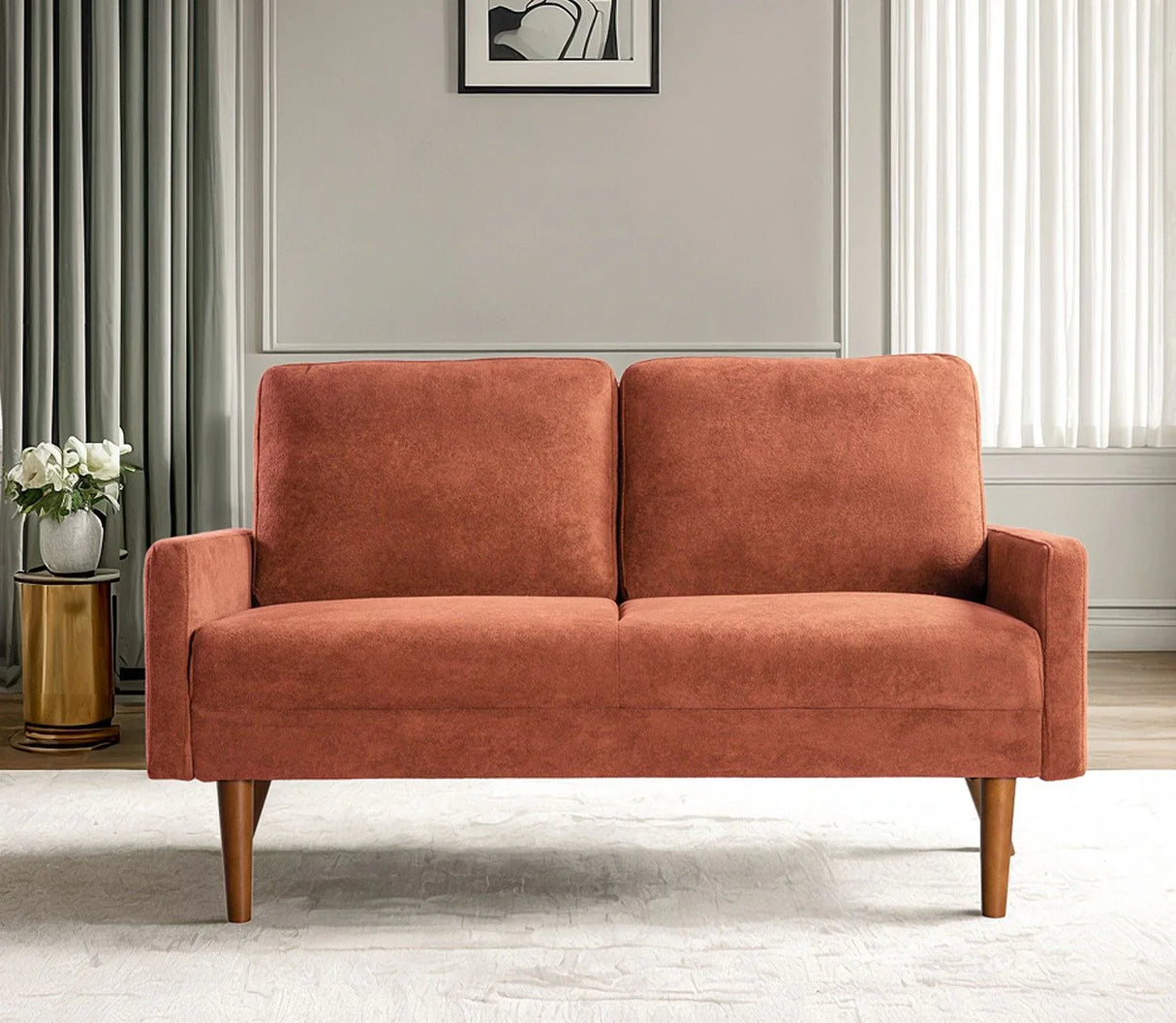 Loveseat Sofa, European Style With Sleek Design, Modern & Vintage Flair, Upholstered 2 Seater Couch - Furniture Home Direct