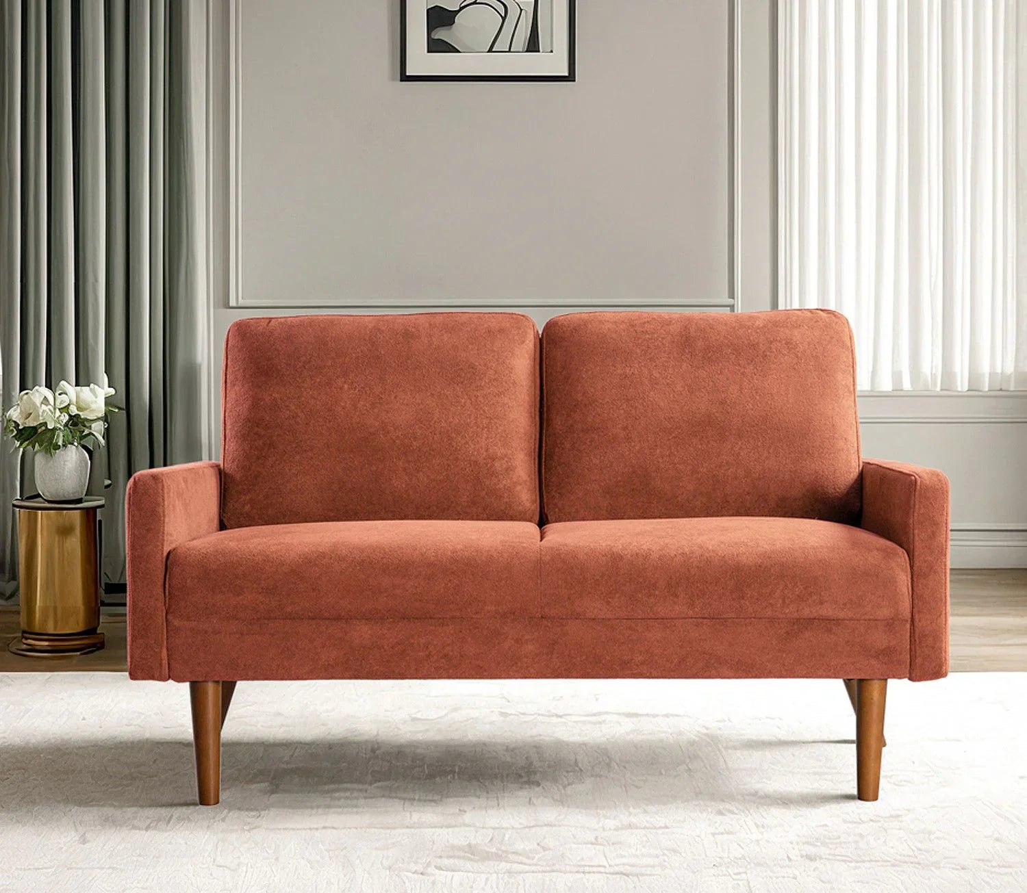 Loveseat Sofa, European Style With Sleek Design, Modern & Vintage Flair, Upholstered 2 Seater Couch - Furniture Home Direct
