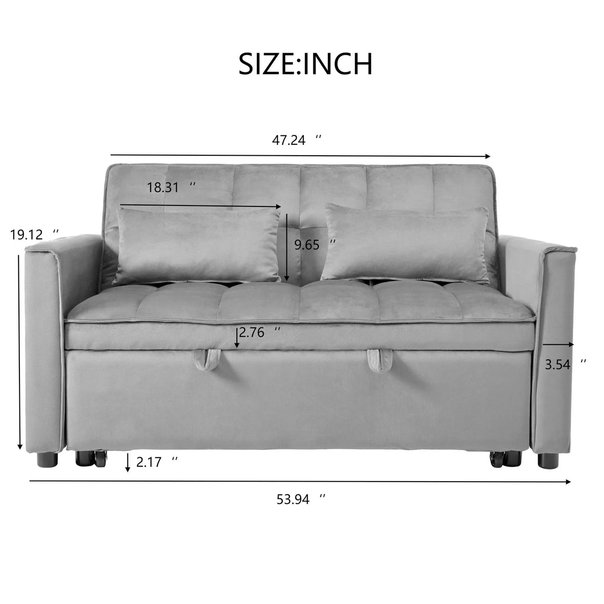 3 In 1 Pull Out Couch Convertible Sofa Bed With Reclining Backrest - Furniture Home Direct