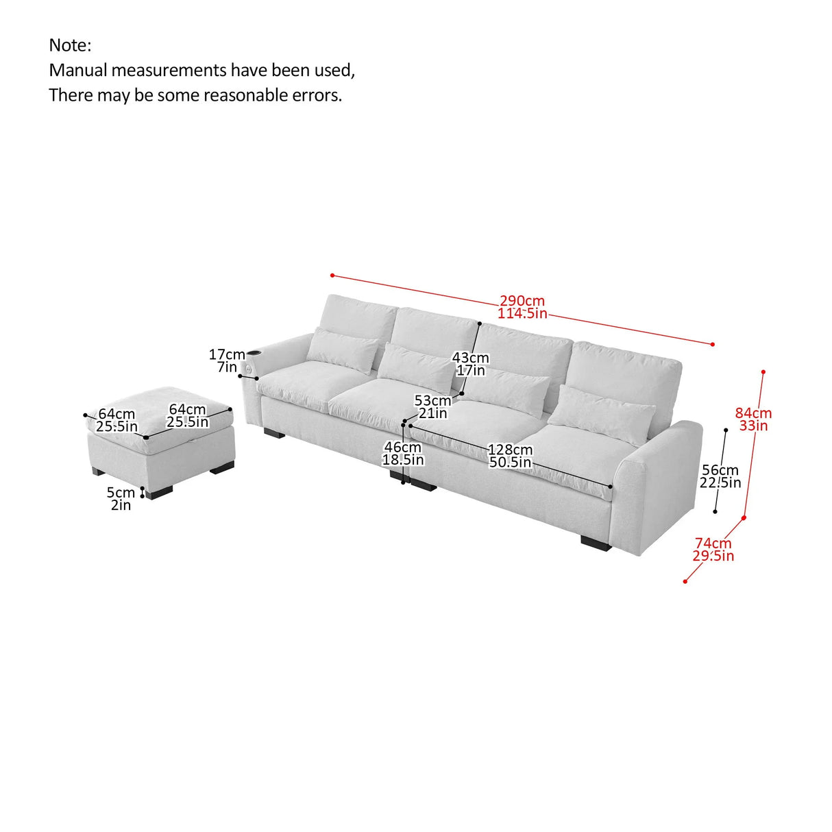 Modern Modular L Shaped Chenille Sofa Couch Reversible Ottoman With Storage Removable And Washable Cushions Sofa With USB Ports & Cup Holder For Living Room - Furniture Home Direct