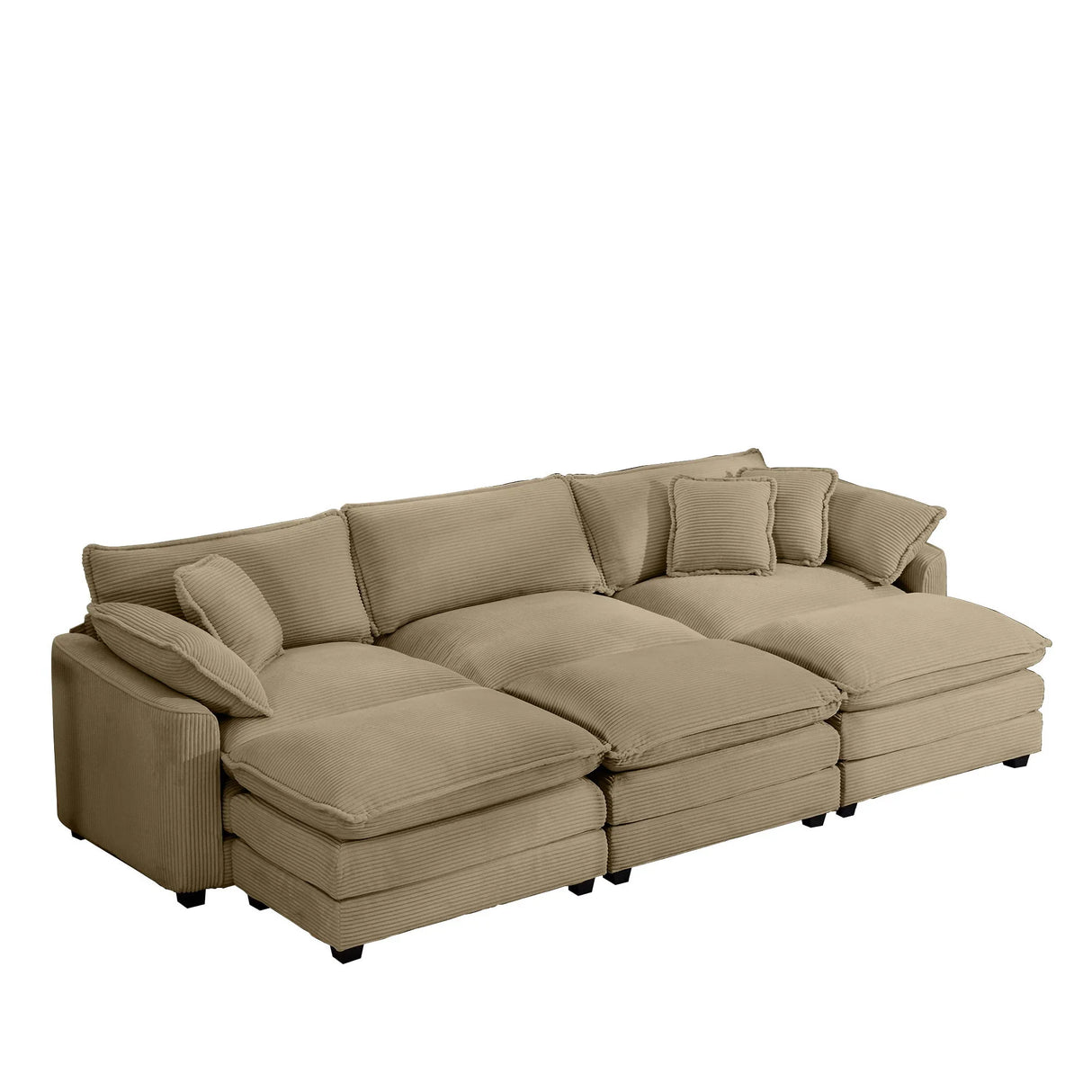 Modern Oversized Modular Cushion Sofa With Ottoman, Low Back, Deep Seating Sofa Set - Furniture Home Direct