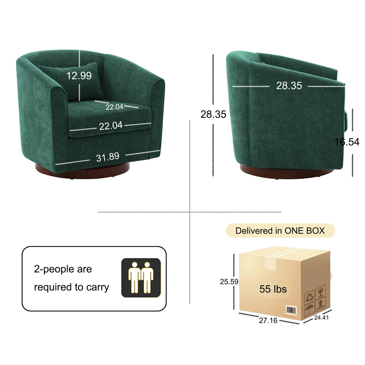 Swivel Accent Chair For Living Room, Sofa Chairs With Base Side For Living Room - Furniture Home Direct