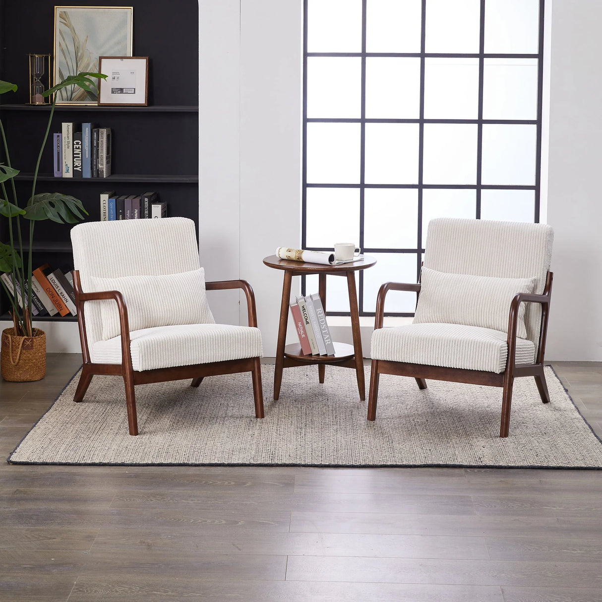 Accent Chair With Pillow And Wood Frame - Furniture Home Direct