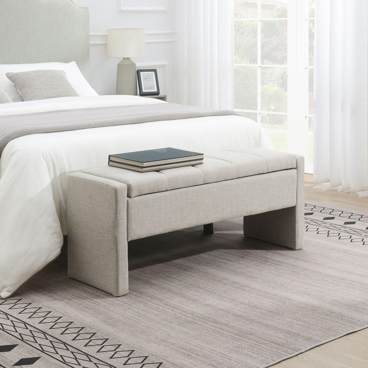 Modern Upholstered Large Bed End Bench With Storage - Furniture Home Direct