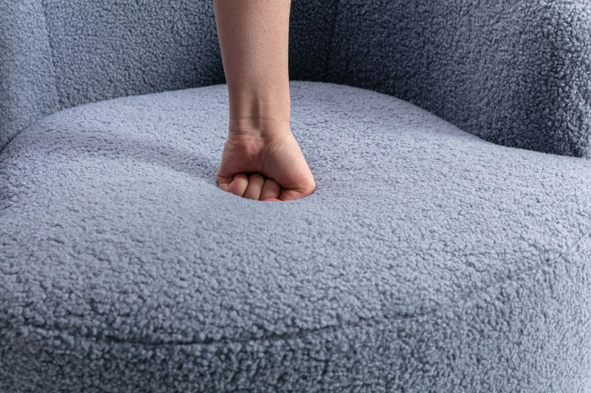 Teddy Fabric Swivel Accent Armchair Barrel Chair With Powder Coating Metal Ring - Furniture Home Direct