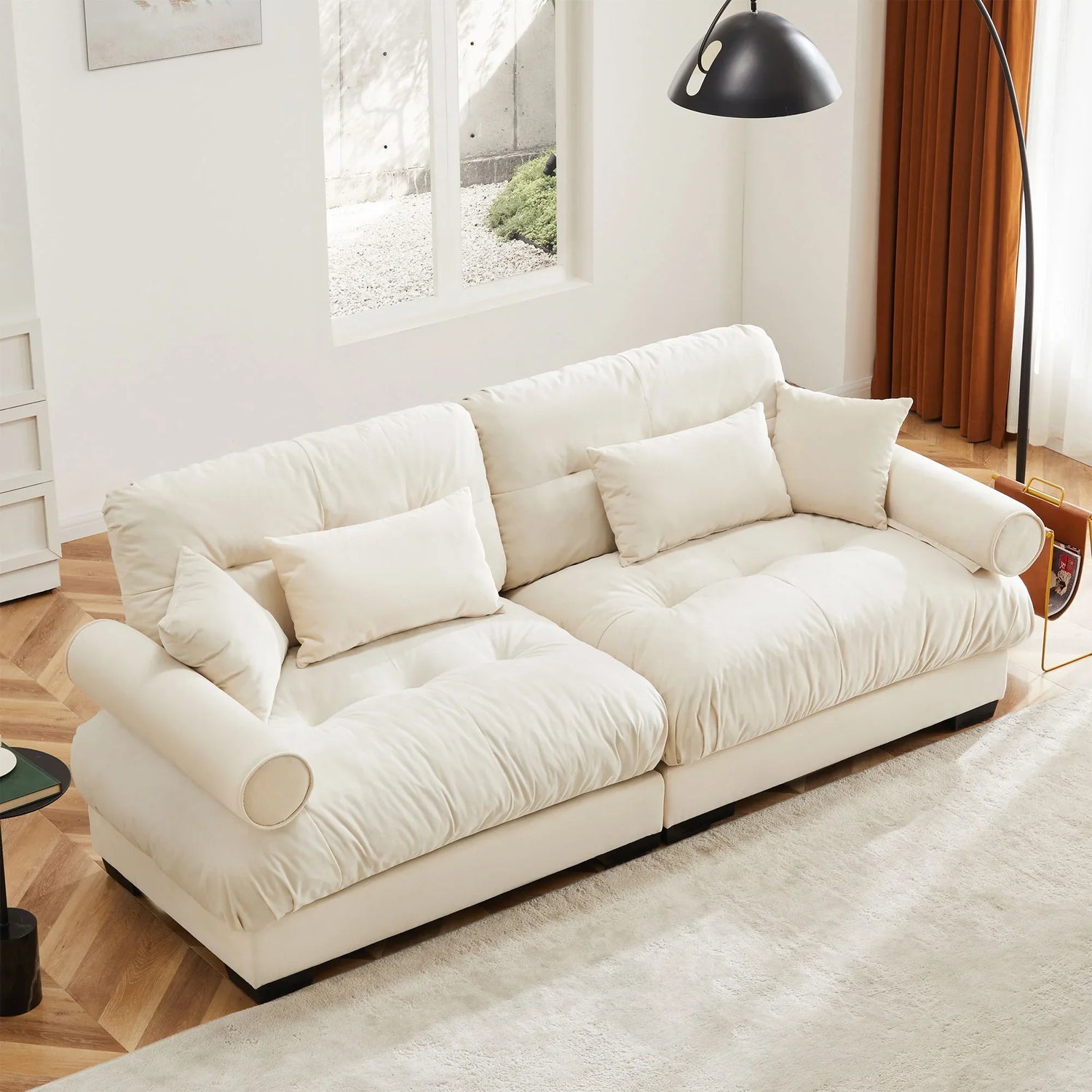 Modern Oversize Sofa With Cloud Like Comfort, Featuring Waist And Throw Pillows - Furniture Home Direct