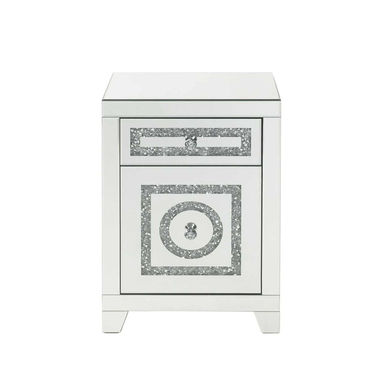 Noralie - Accent Table Mirrored Faux Dimaonds - Silver - Furniture Home Direct