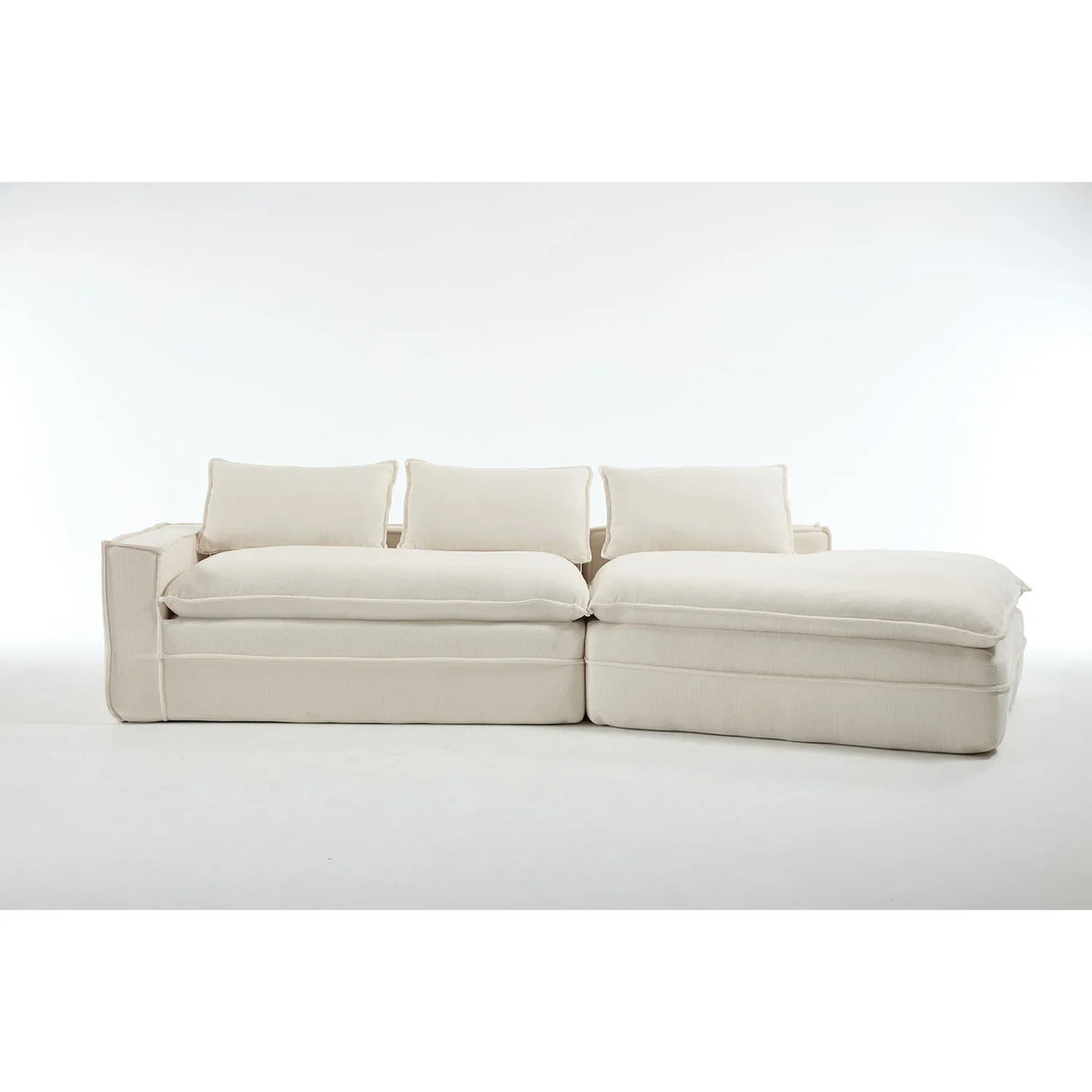 Modern Minimalist Modular Sectional Sofa With Deep Seats And Right Facing Chaise - Furniture Home Direct
