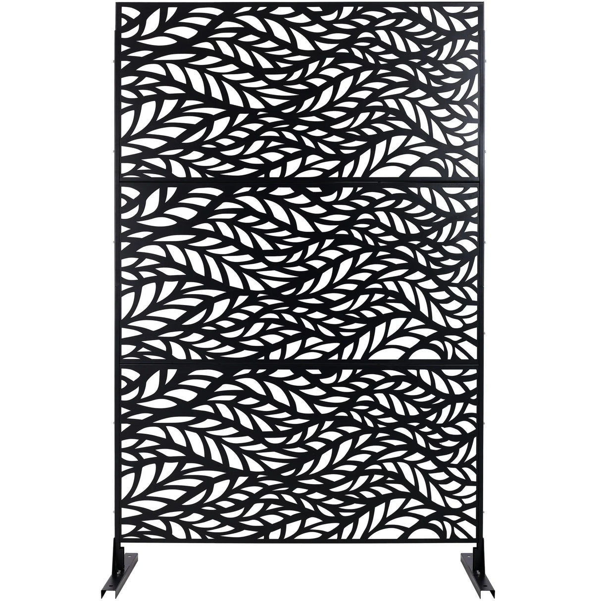 Outdoor & Indoor Privacy Screen Metal Privacy Screen, Freestanding Decorative Privacy Screen For Deck Balcony Patio - Black - Furniture Home Direct