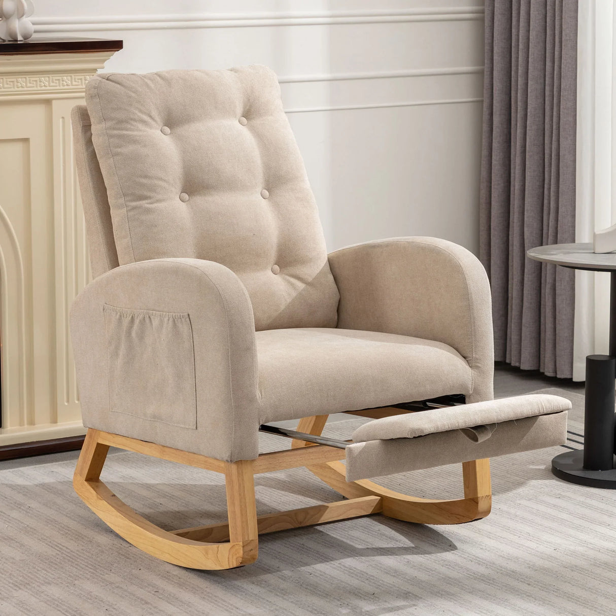 Accent Rocking Chair With Footrest, High Back - Furniture Home Direct