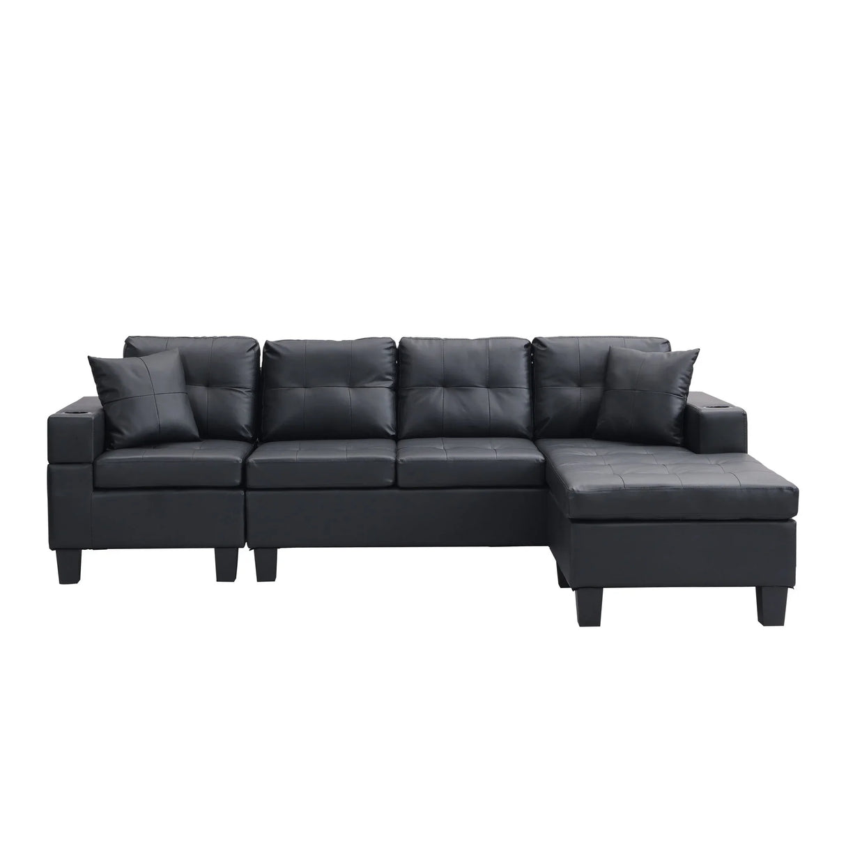 Modern Sectional Sofa Set With L Shape Chaise Lounge, Cup Holder, 4 Seat - Furniture Home Direct