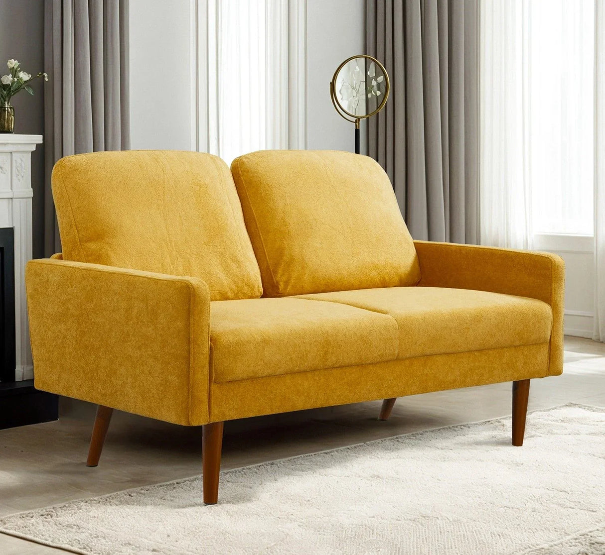 Loveseat Sofa, European Style With Sleek Design, Modern & Vintage Flair, Upholstered 2 Seater Couch - Furniture Home Direct