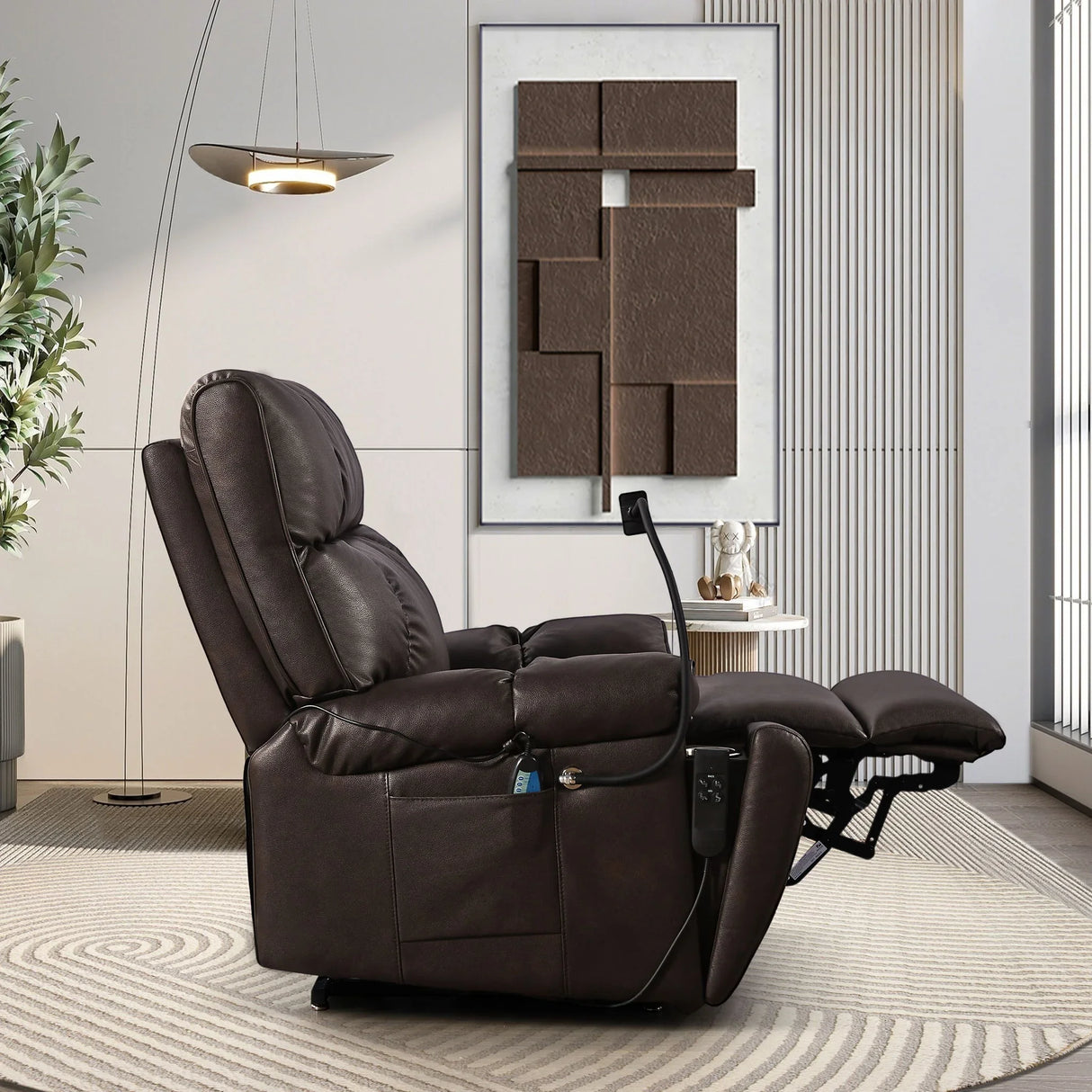 Recliner Chair With Phone Holder, Electric Power Lift Recliner Chair With 2 Motors Massage And Heat For Elderly, 3 Positions, 2 Side Pockets, Cup Holders - Furniture Home Direct