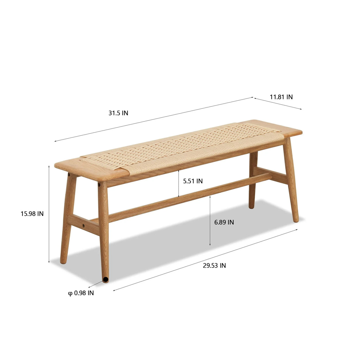 Woven Design Bench - Natural Oak - Furniture Home Direct