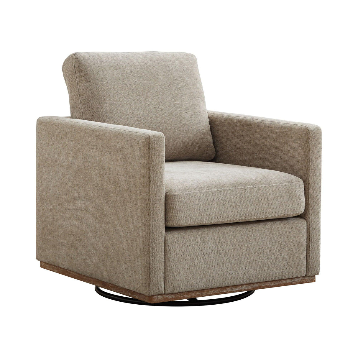 Modern Square Upholstered Swivel Accent Chair With Metal Base - Furniture Home Direct
