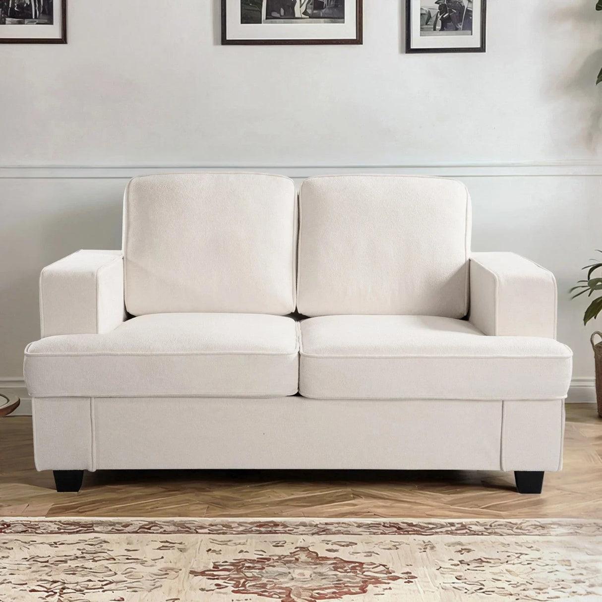 Modern Loveseat, Comfortable 2 Seater Couch With Deep Seating, Loose Back Cushions, Wide Arms - Furniture Home Direct