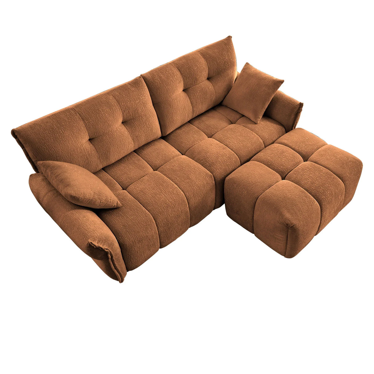 Sofa Set With Ottoman And Pillows, Textured, High Resilience Cushions - Furniture Home Direct