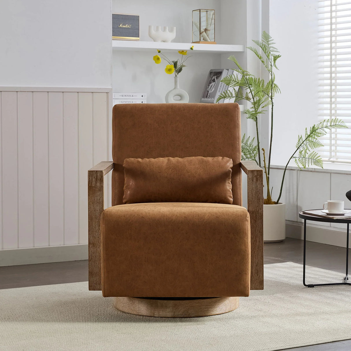 Swivel Modern Upholstered Accent Chair With Armrests - Furniture Home Direct