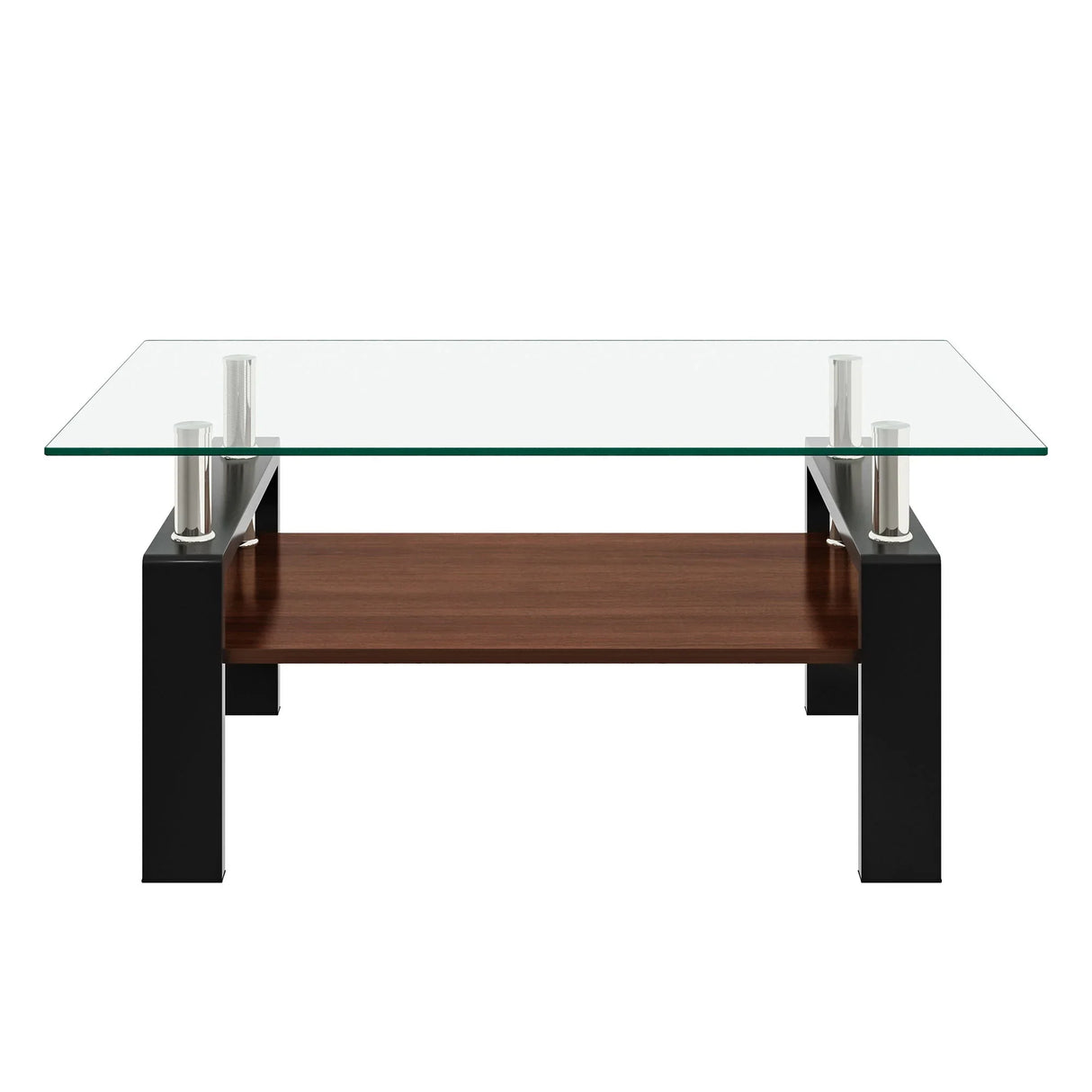 Modern Rectangular Coffee Table With Tempered Glass Top Layer, Table For Living Room - Transparent - Furniture Home Direct