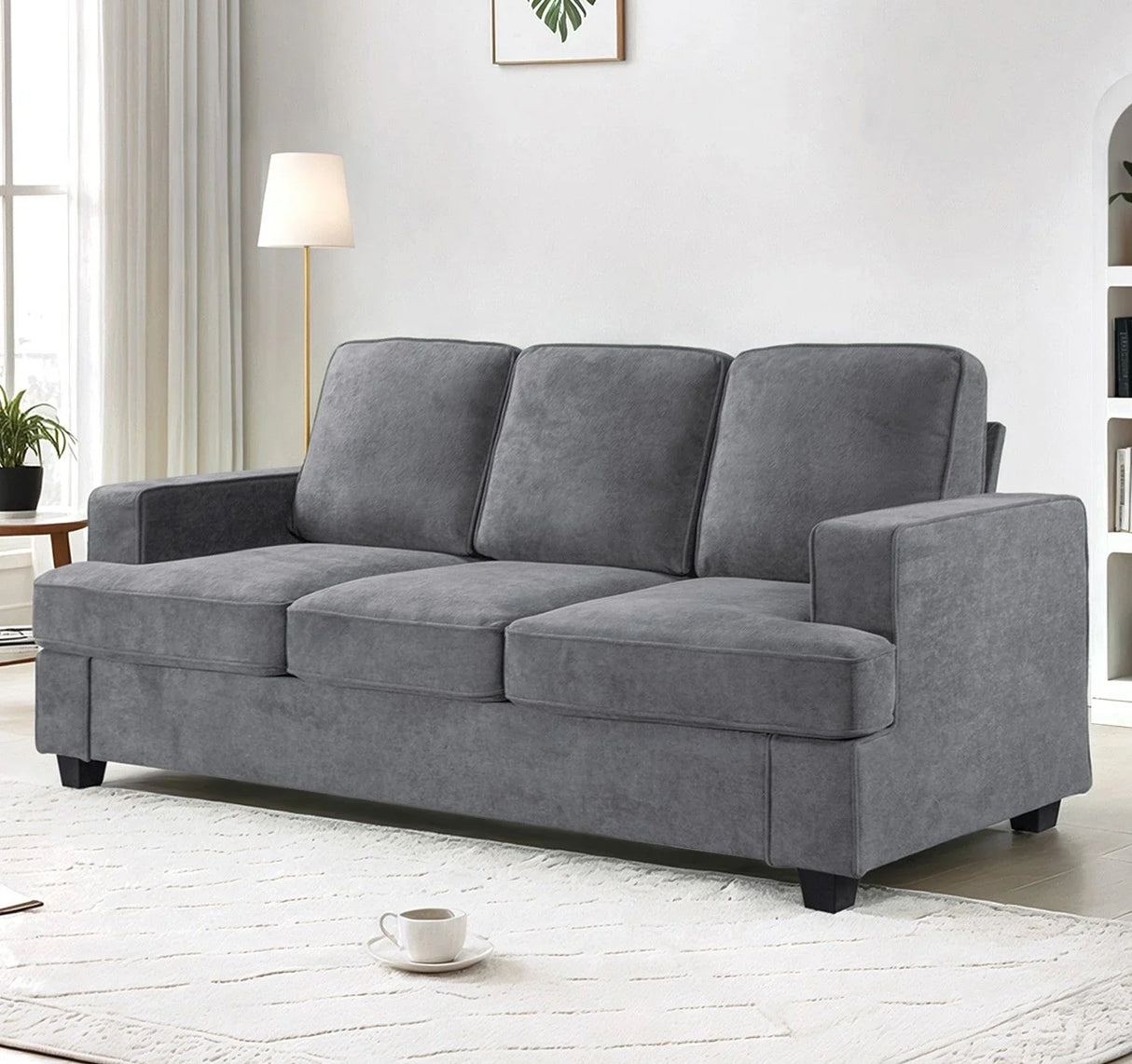 Modern Sofa, Comfortable 3 Seater Couch With Deep Seating, Loose Back Cushions, Wide Arms - Furniture Home Direct