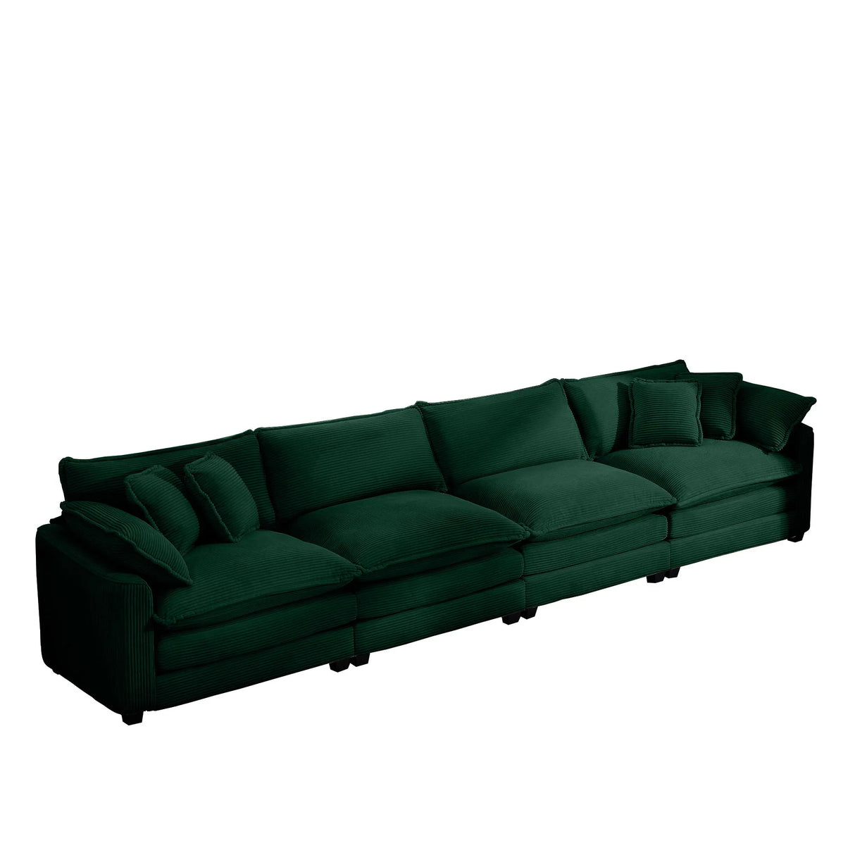 Modern Upholstered 4 Seater Corduroy Fabric Sofa With Arm And Throw Pillows - Furniture Home Direct
