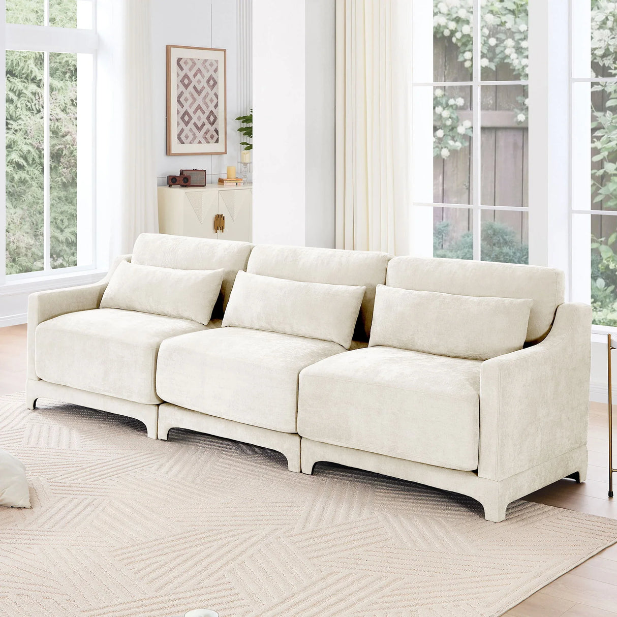 Elegant Sofa With Ergonomic Design And Lumbar Pillows - Furniture Home Direct
